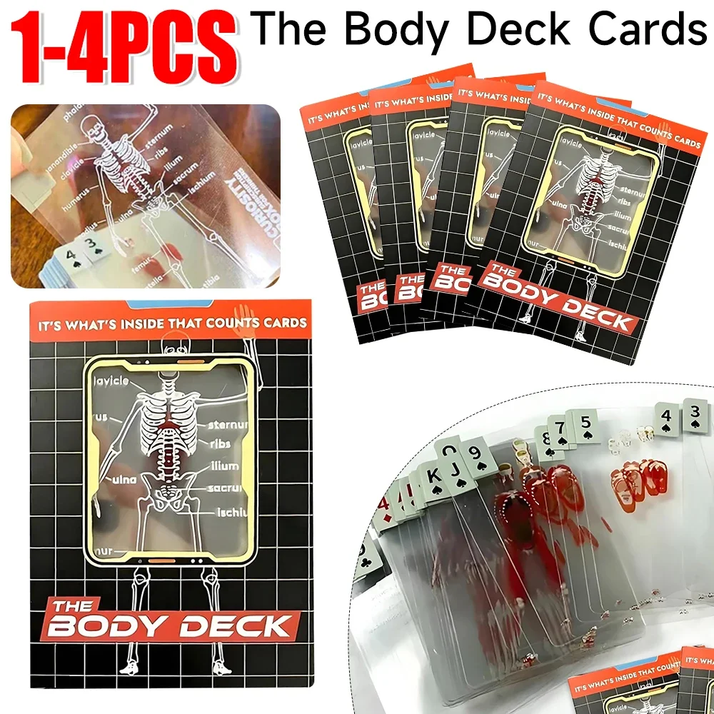 1-4PC Body Deck Skeletonเล่นการ์ดMannequin Body Deck X-Ray DesignTransparent Anatomyโป๊กเกอร์การ์ด 3Dภาพการศึกษาการ์ด