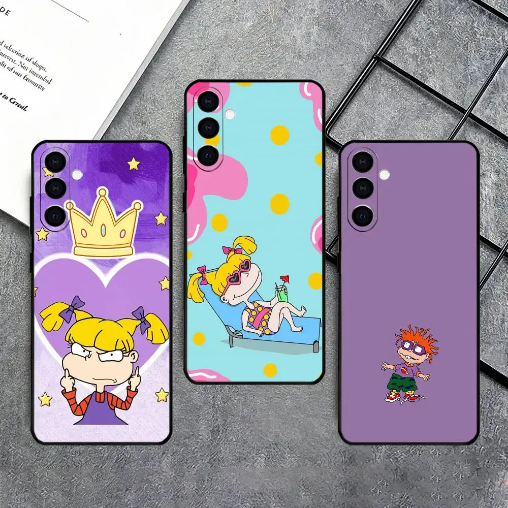 R-Rugrats Classic Cartoon Phone Case Black Silicone Soft For Samsung Galaxy A73,A72,A71,A70,A53,A52,A51