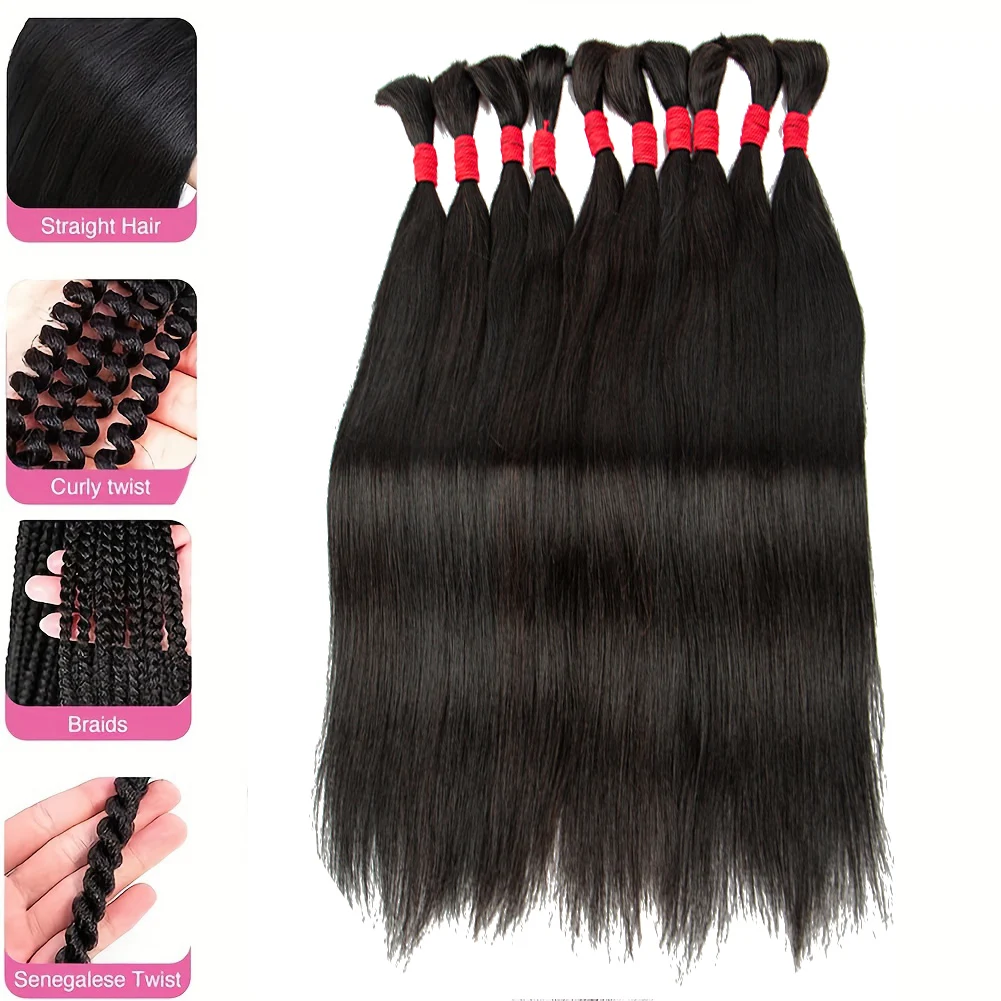 Natural Color Human Hair for Braiding No Weft straight Braiding Hair Bulk Human Hair for Boho Braids Remy Human Hair Extensions