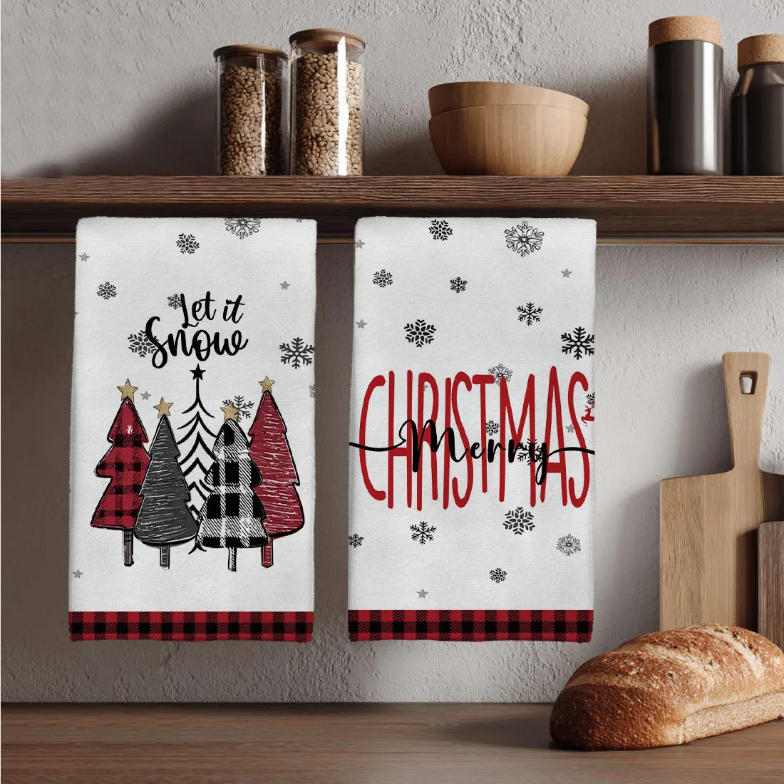 2PCS Merry Christmas Kitchen Towels, Snowflake Christmas Tree Pattern, 40x60cm Ultra fine Fiber Christmas Home Decor, 2026 Gift