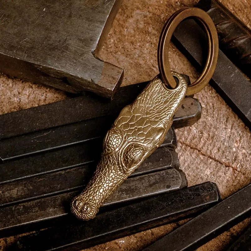 خمر جعل الحيوان القديم التمساح رئيس المفاتيح تمثال صغير التمساح المفاتيح مجلد اليد قلادة الهيب هوب الحرف الزخرفية #1
