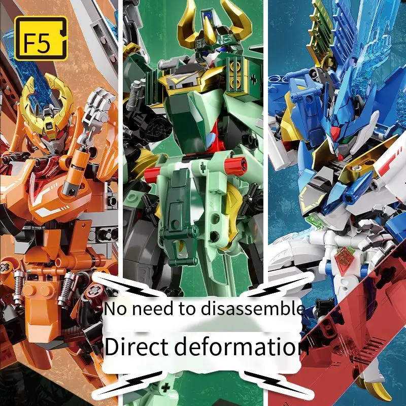 Dinosaurier Transformation Mecha Roboter Modell Dual Transformation Mythisches Tier Baustein Kinderbausatz Spielzeug