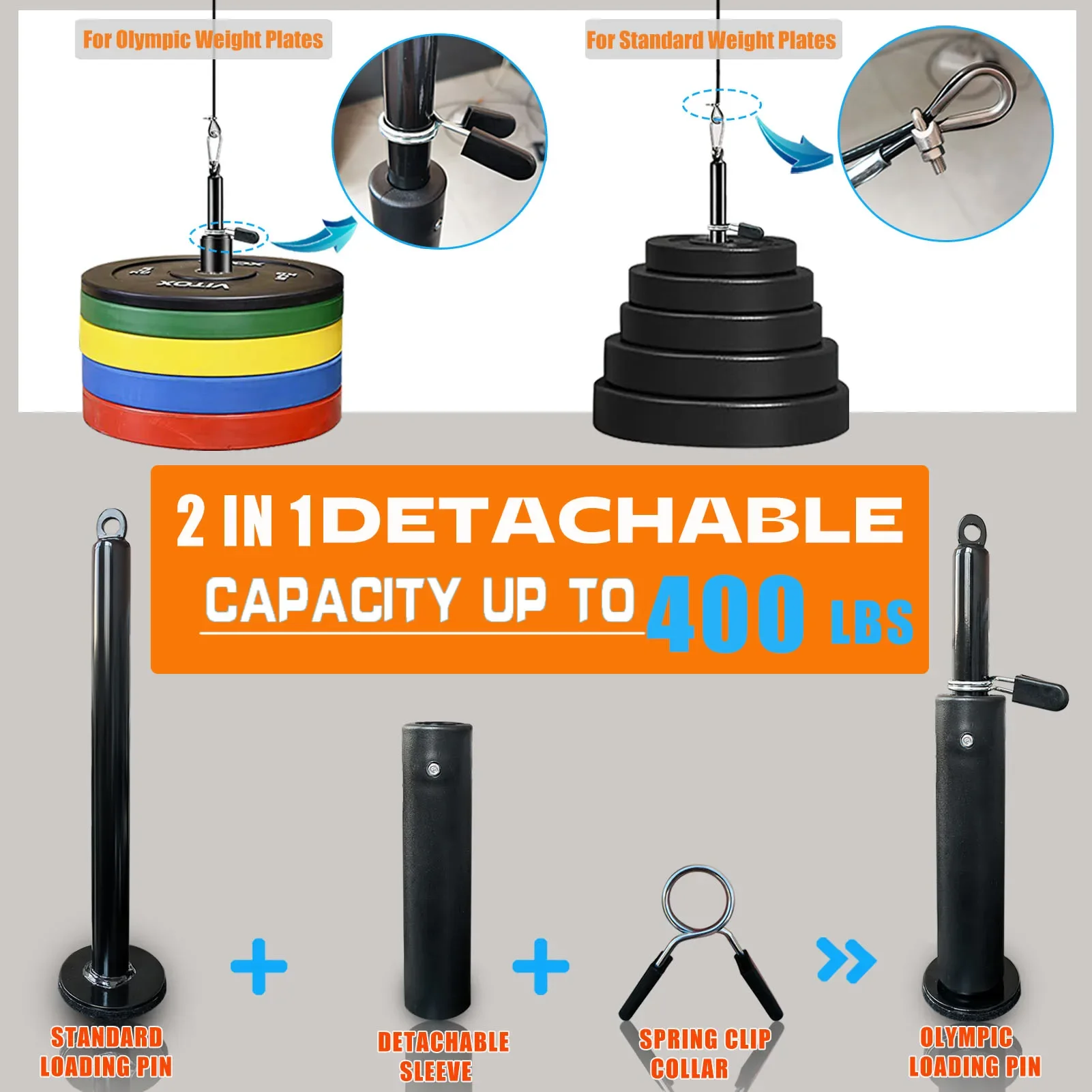 Entrenador de poleas fitness DIY para bíceps y tríceps, kit de ejercicio en casa - imagen 3