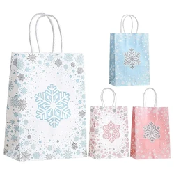 Christmas Bags For Gifts Snowflake Pattern Kraft Paper Shopping Bags 1pcs Christmas Party Supplies Stocking Stuffers Pouches