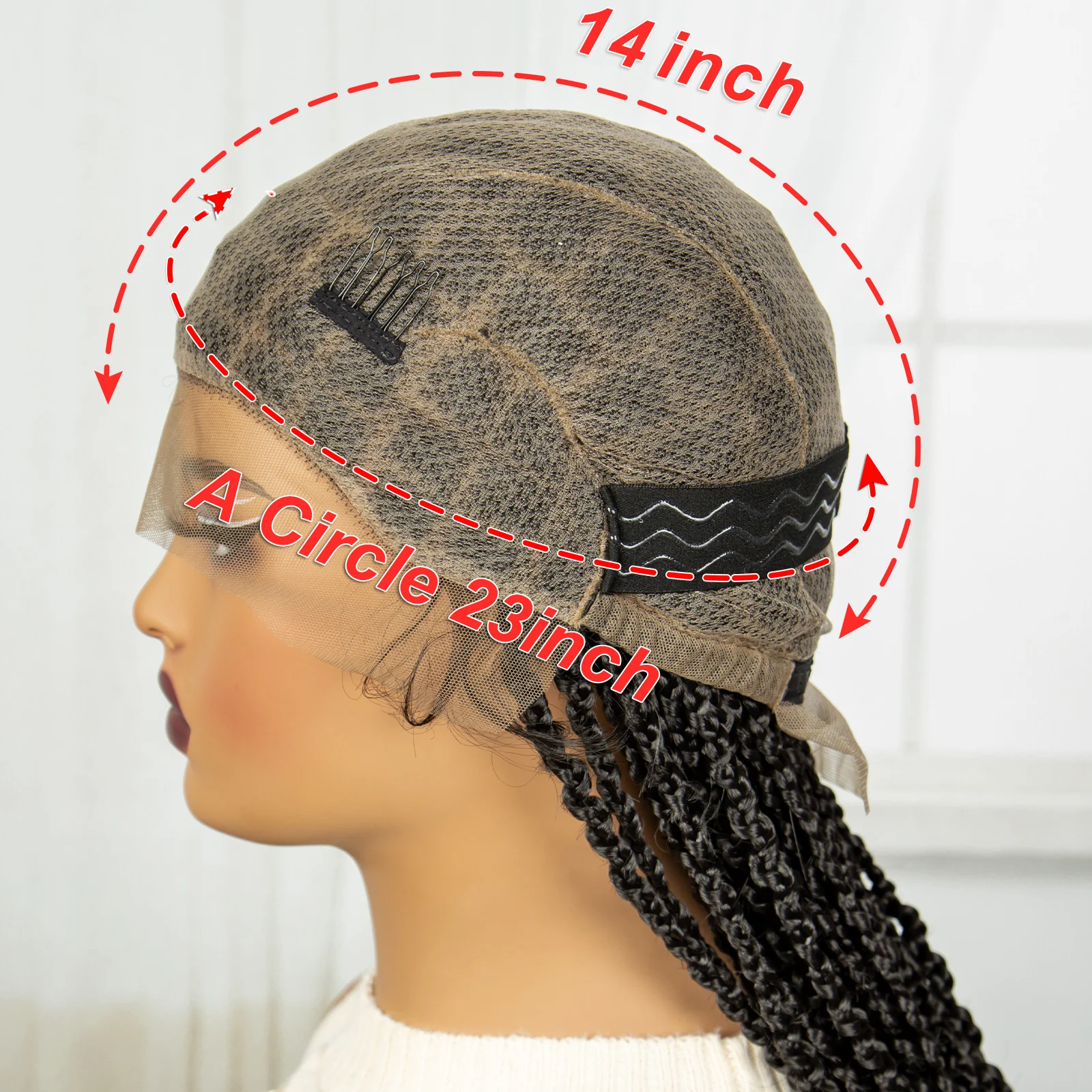 36Inch Cornrow Braided Wigs Synthetic Full Lace Knotless Box Braids Wig with Baby Hair Lace Frontal Braided Lace Wig for Women