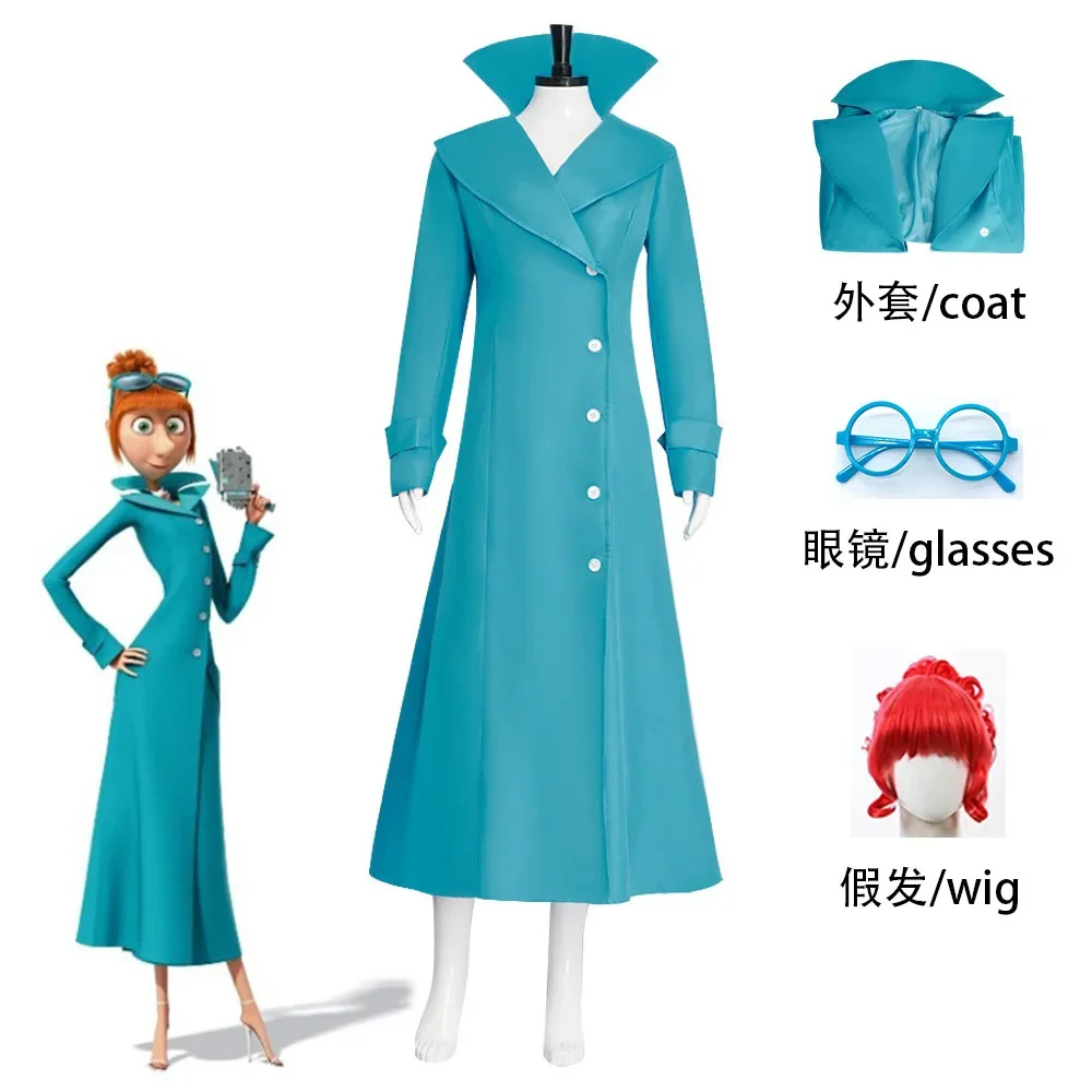 أزياء فيلم لوسي وايلد التأثيرية لزوجة جرو نظارات زرقاء شعر مستعار ملابس نسائية للهالوين كرنفال حفلة لعب الأدوار موحدة للنساء