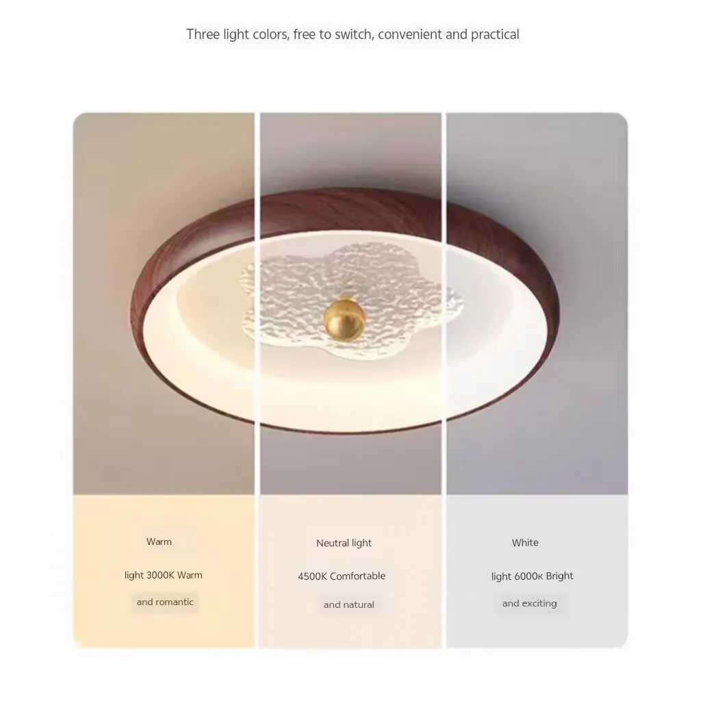 Medieval style master bedroom ceiling lamp, vintage ceiling lamp, walnut colored full spectrum eye friendly study lamp