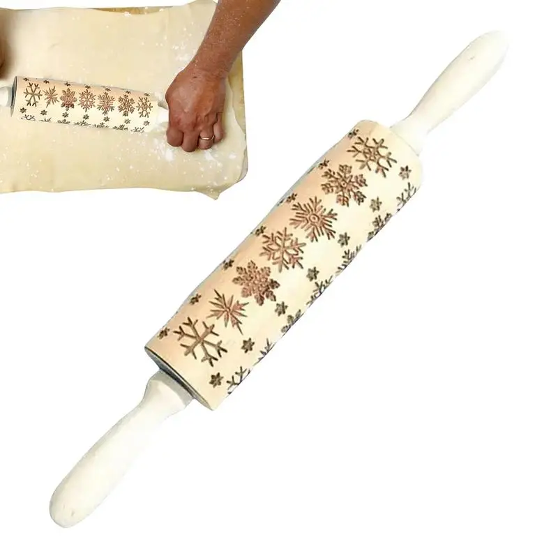 

Embossing Rolling Pin Pastry Roller Christmas Baking Wooden Cookie Stamps Versatile Kitchen Decor Tools Clay Roller For Pastries