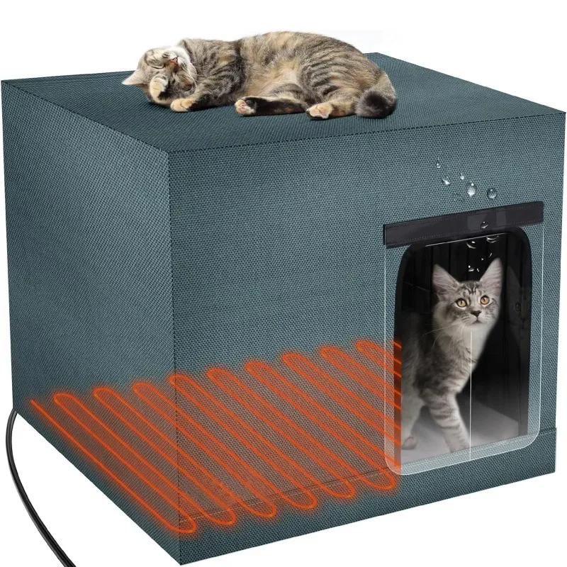 

Cat litter winter outdoor heating insulation cat box with windproof and rainproof belt heating pad