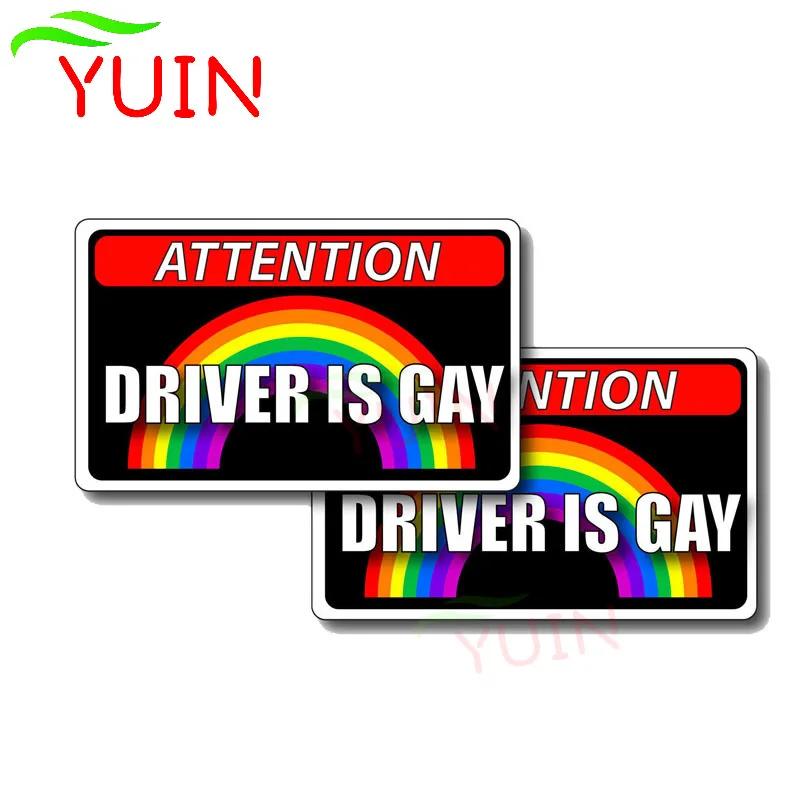 Creative Cars Driver Is Gay Decals Attention Car Sticker PVC Decoration Motorcycle Auto Accessories Waterproof Decal 11* 7cm