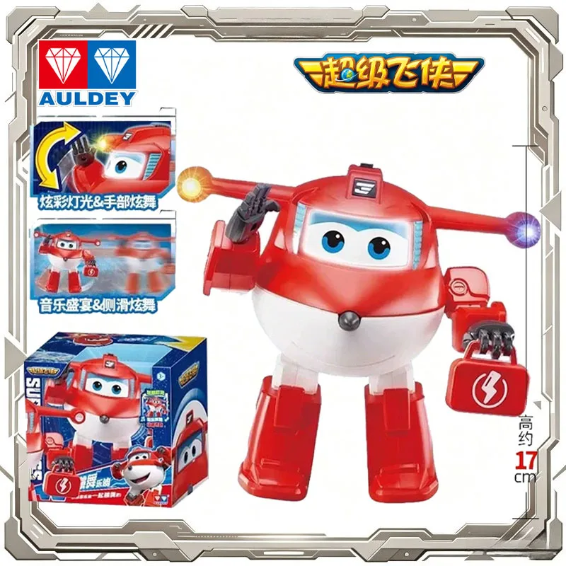 Auldey Original Super Wings Anime Figure Sound & Light Dancing Jett Action Figure Toys for Boys Girls Gift Collectible Model