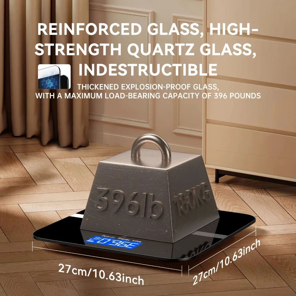 ميزان إلكتروني 396 رطل، ميزان حمام رقمي عالي الدقة لقياس الوزن مع شاشة LCD وعرض درجة الحرارة #2