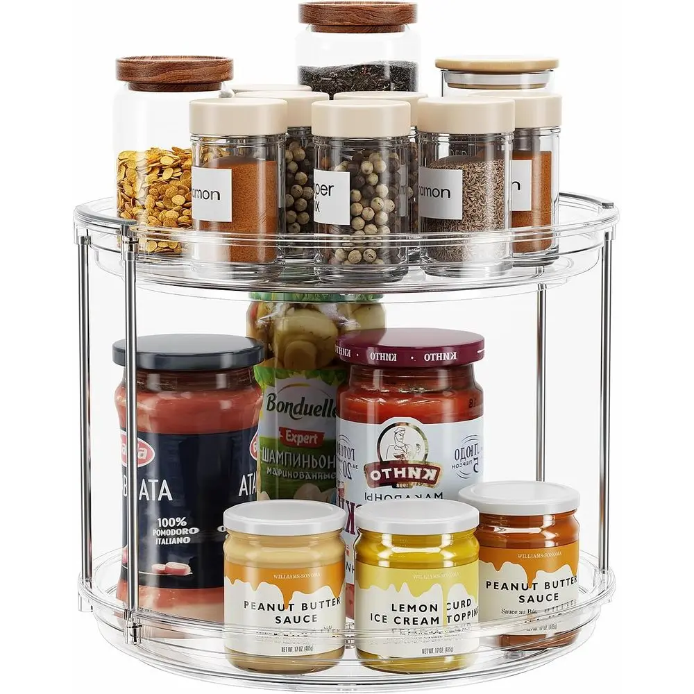 

2 Tier Lazy Susan Turntable Organizer 9.25'' Rotating Spice Rack Organization for Cabinet, Kitchen, Pantry, Countertop, Bathroom