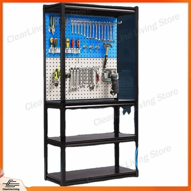 Metal Perforated Pegboard Back Panel Display Rack Stand for Hardware Tools Storage Slawtall Peg Board Organizer Shelf