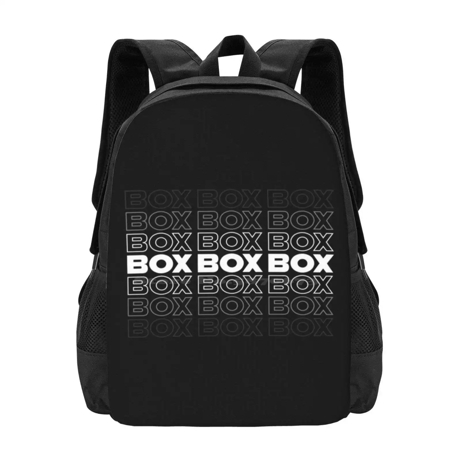 Box Box Box Faded Text Design Hot Sale Backpack Fashion Bags Racing Car Racer Grands Prix Gp Tyre Compound Wheel Pitwall