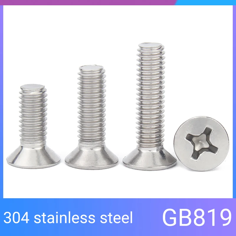 5~50 pcs 304 Stainless Steel Cross Phillips Flat Countersunk Head Screw Bolts Length 3-50mm M2 M2.5 M3  M4 M5 M6 M8