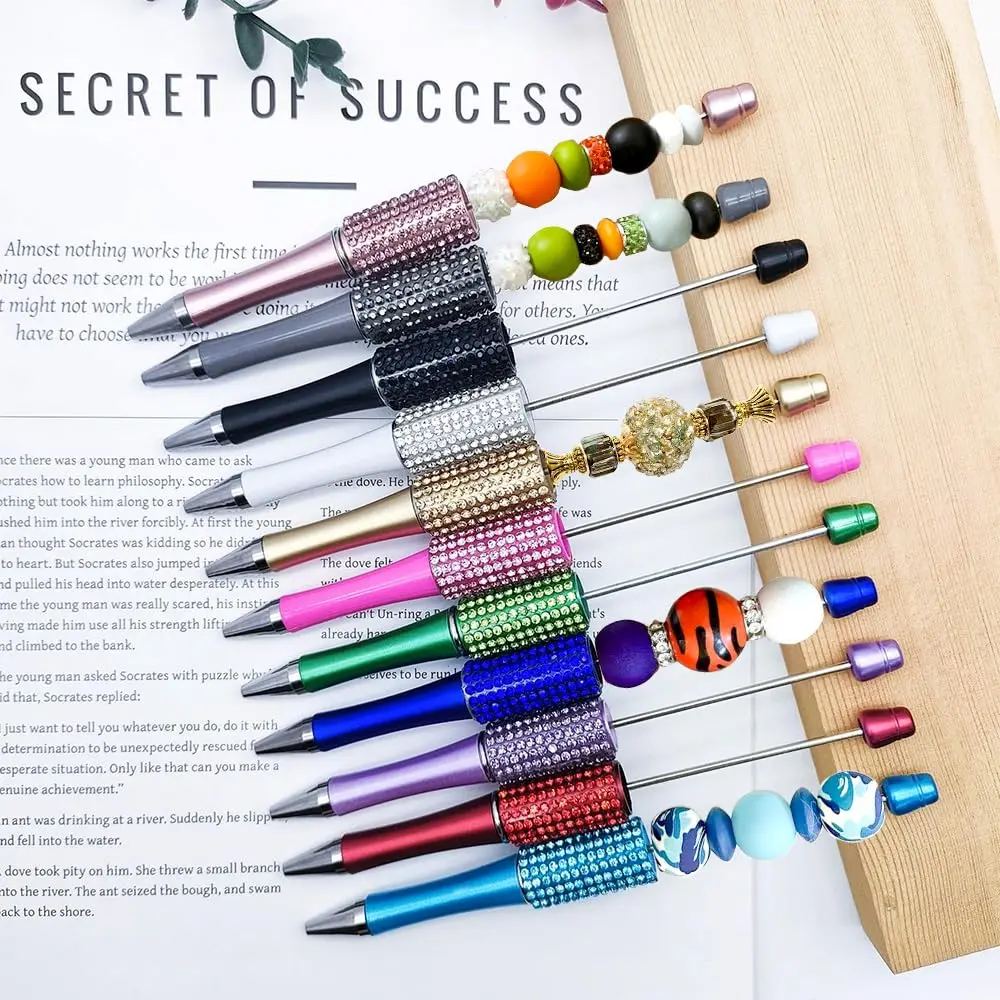 10Pcs Diamond Bead Pen Wholesale Creative DIY Handmade Sticker Set Diamond Beaded Ballpoint Pens Advertising Gift Pen