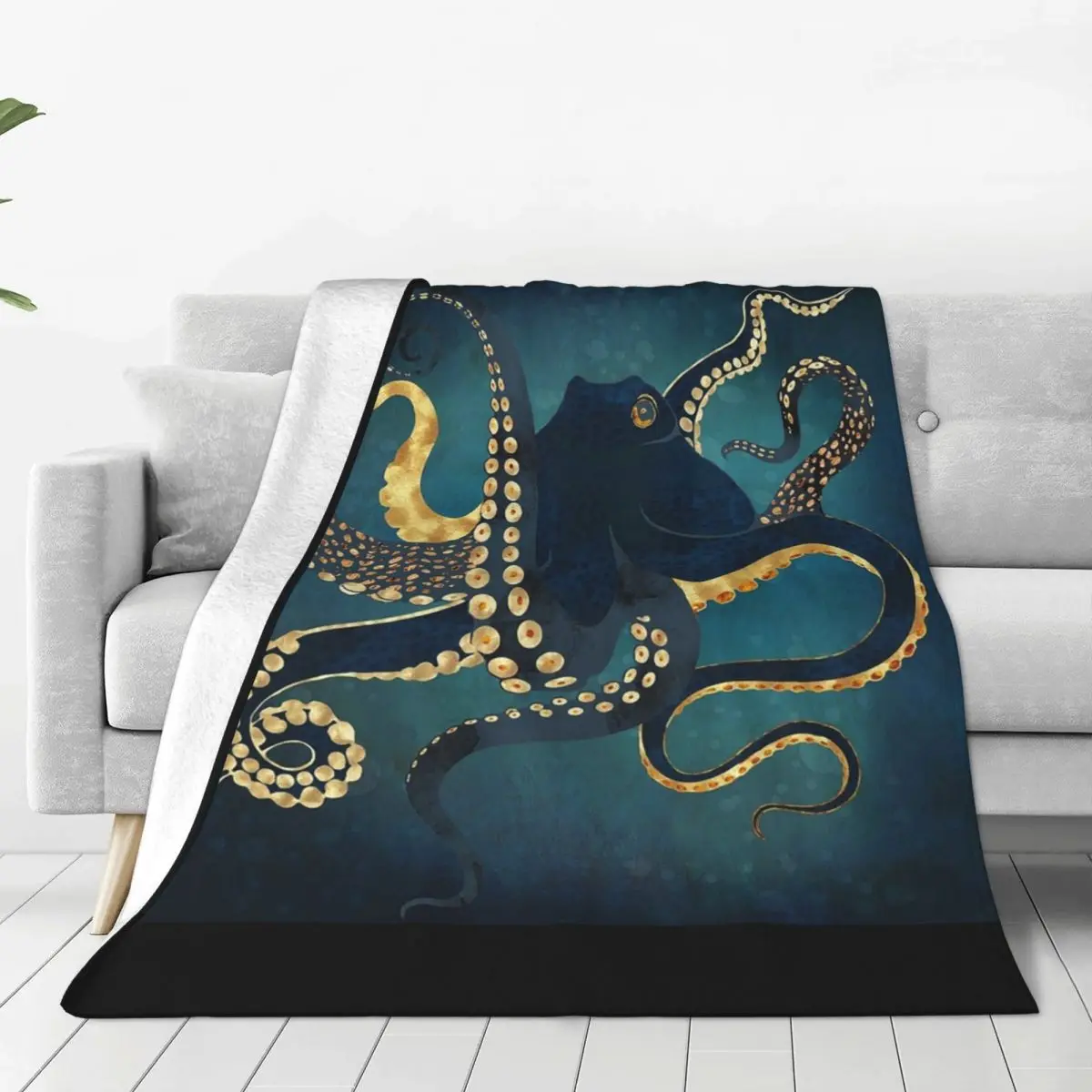 Metallic Octopus IV Blanket Flannel Lightweight Sofa Throw Blankets For Home Bedroom Travel Throws Bedspread Quilt