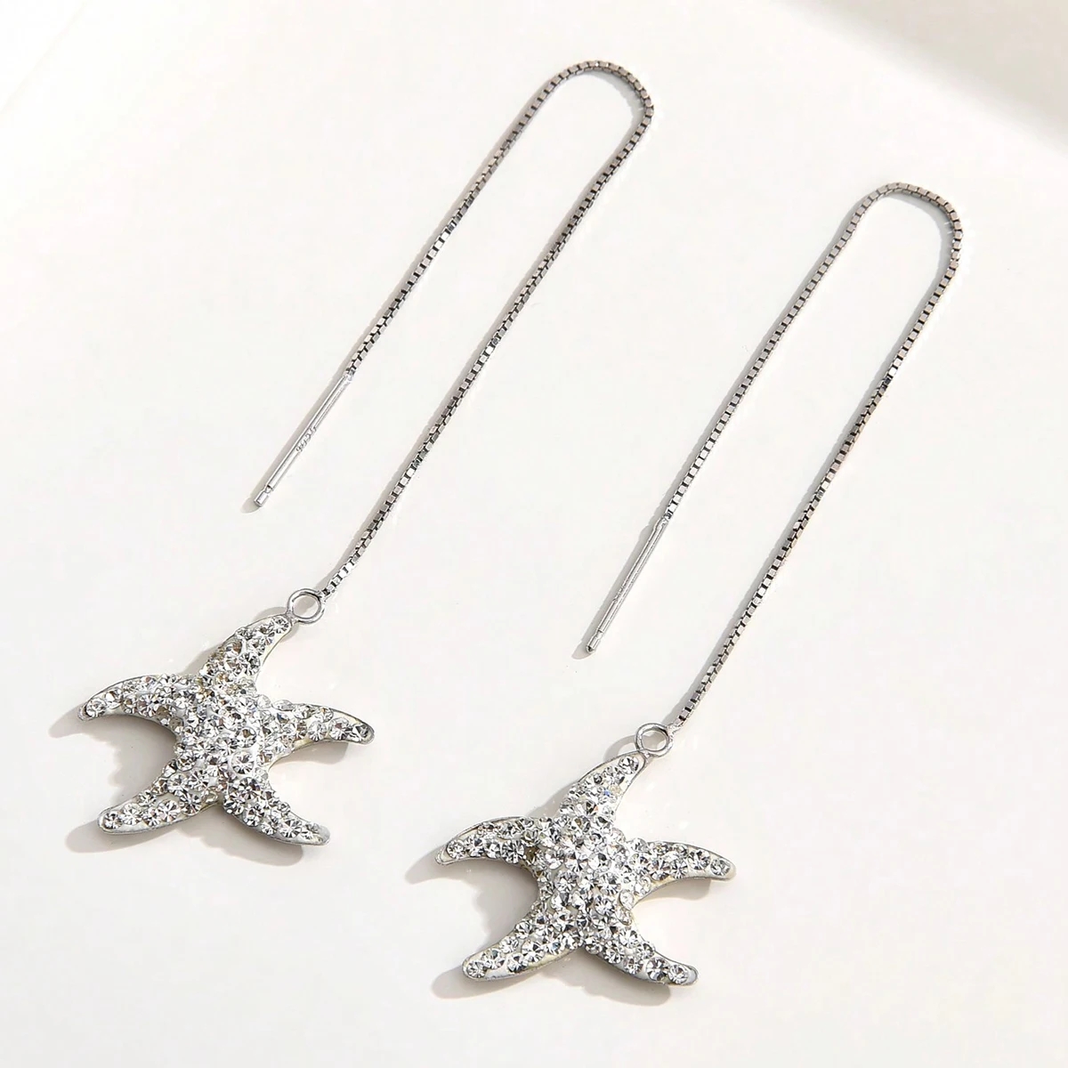 

Серьги-подвески из стерлингового серебра 925 пробы с фианитами в форме морской звезды для женщин, гипоаллергенные, в морском стиле, для пляжа, летний подарок