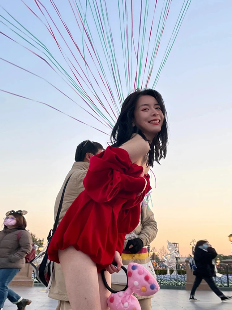 

Красное бархатное платье Dr Sexy: подарок на день рождения, свадебное платье, с высокой талией, пышное, с коротким рукавом, длинное, на одно плечо