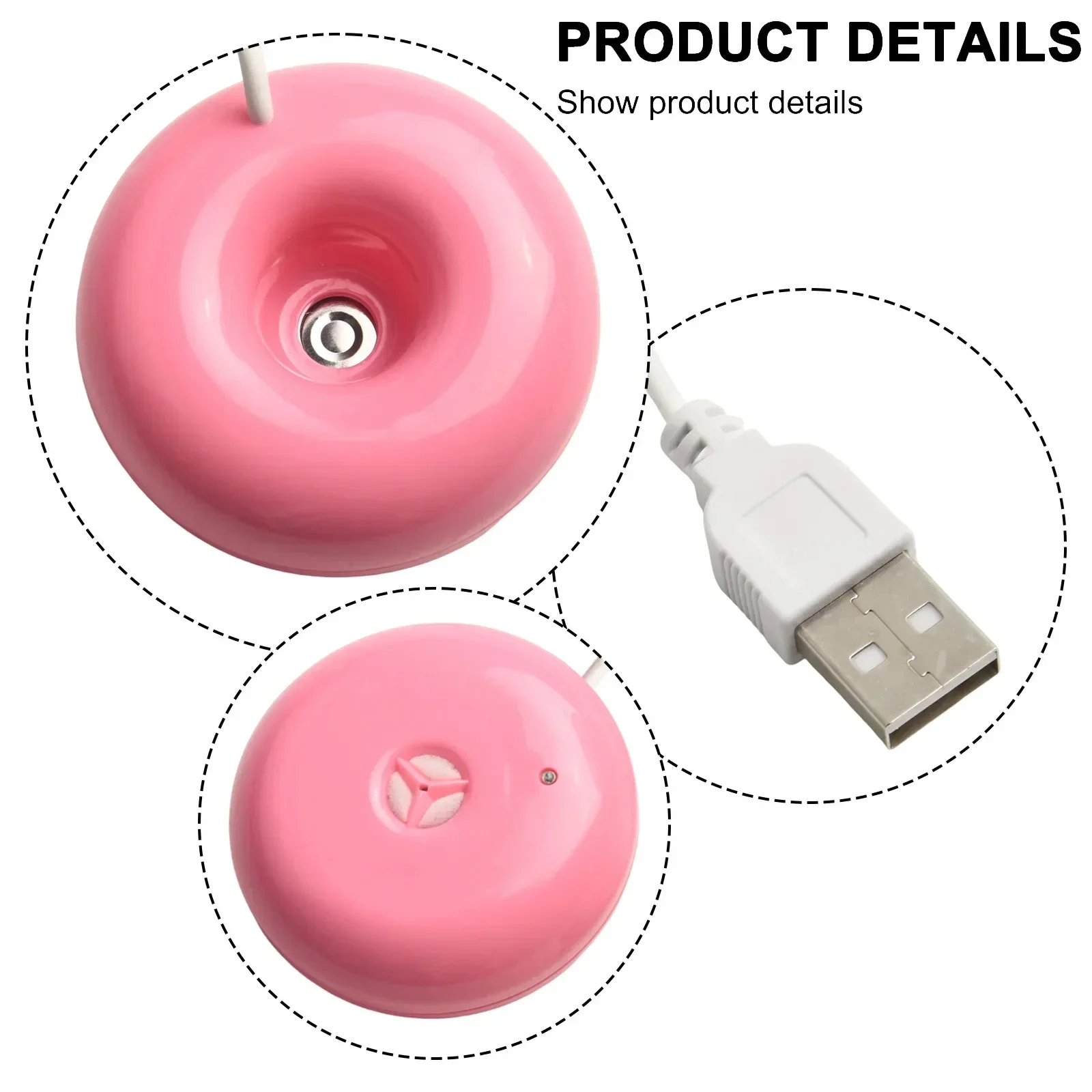 Donut Shape USB Humidifier for Personal Use Moisturizes Dry Air Safety Features Include Auto Shut Off Function