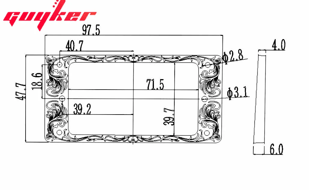 1 PCS Pickup Mounting Rings for Humbucker Pickups Cover Frame Flat Top Floral Pattern Electric Guitar PR008