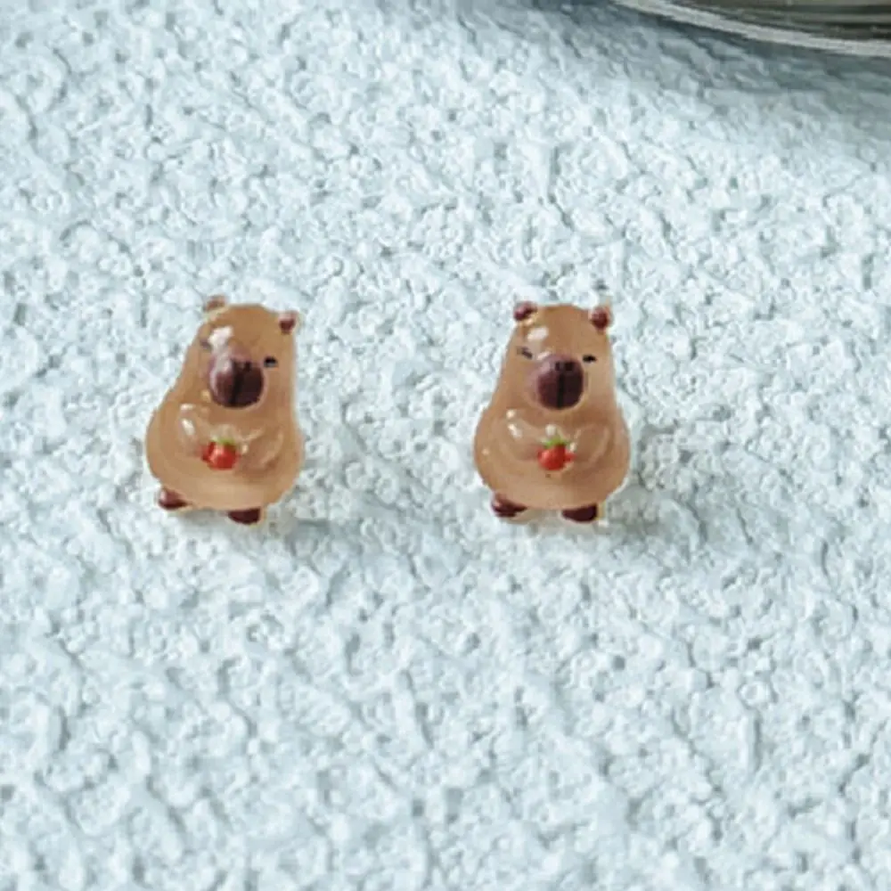 

Cute Korean Style Capybara Stud Earring Transparent Cartoon Mini Ear Studs Jewelry Accessories Handmade Decoration