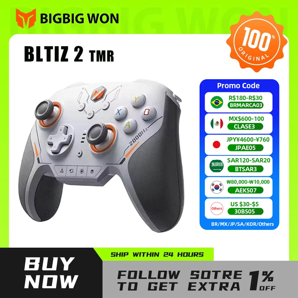 BIGBIGWON Blitz 2 TMR Star Flash manette de jeu Bluetooth sans fil contrôleurs somatosensoriels 2000HZ pour NS PC jeu de vapeur personnalisé
