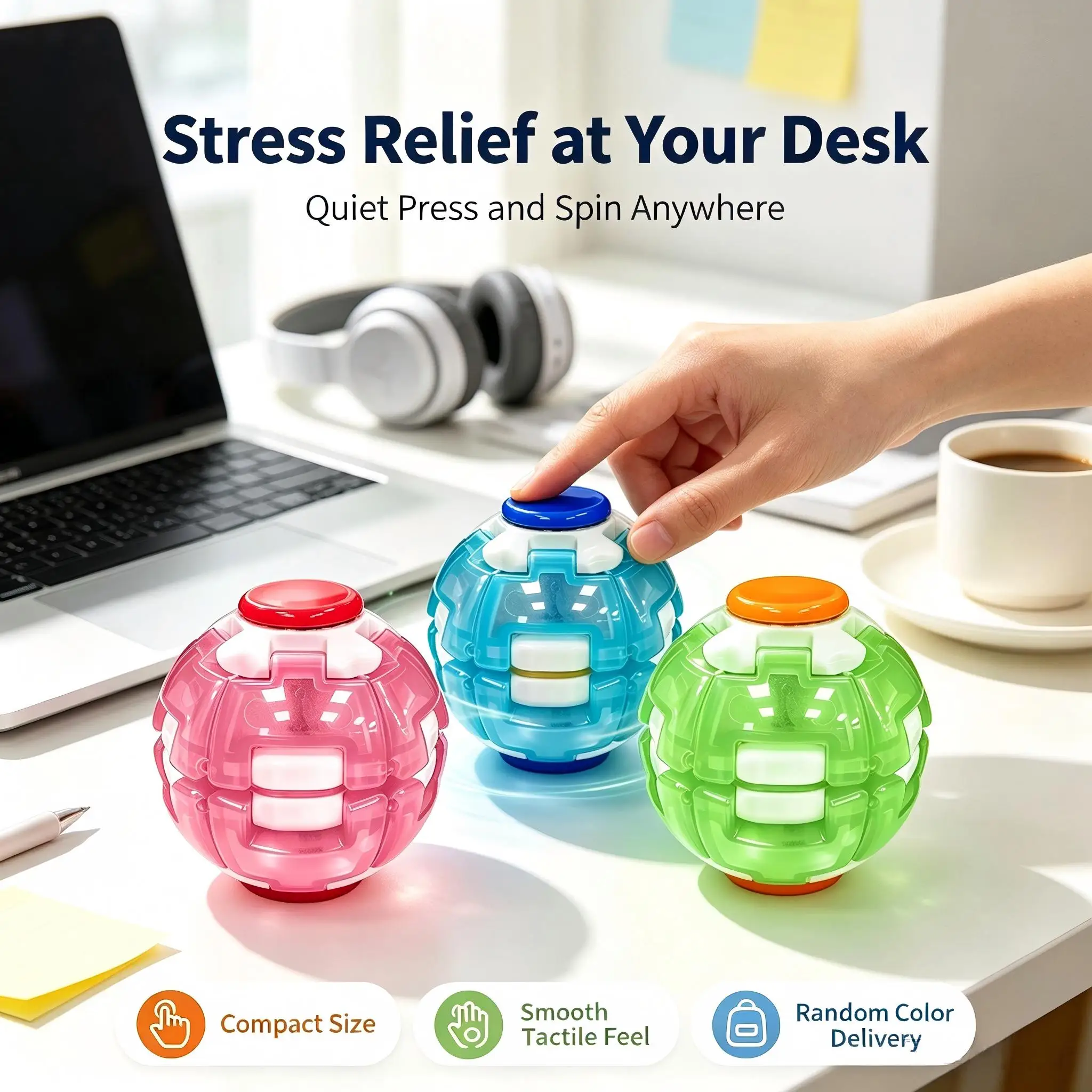 Glow‑in‑the‑Dark Fidget Ball Rotating Stress Relief Puzzle Ball Portable Sensory Decompression Anxiety Relief Fidget Spinner Toy