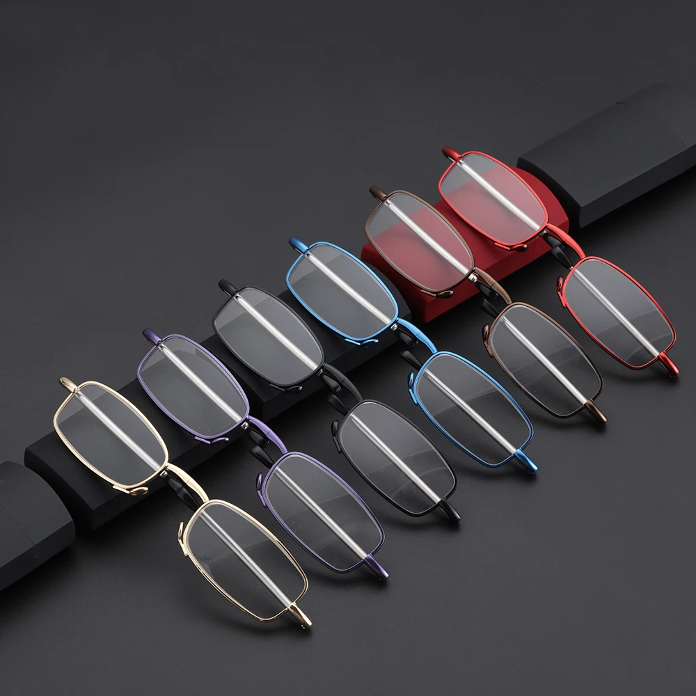 Fashion Rotation Portable Folding Reading Glasses Presbyopia Eyeglasses Includes Glasses Case Telescopic Legs