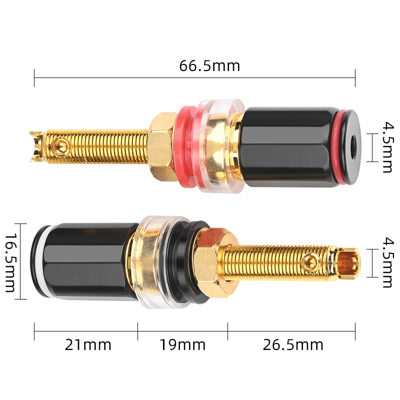 4Pcs HIFI Pure Copper Binding Post Gold Plated Carbon Fiber Amplifier Decoding Terminal Banana Plug Jack Audio Accessory