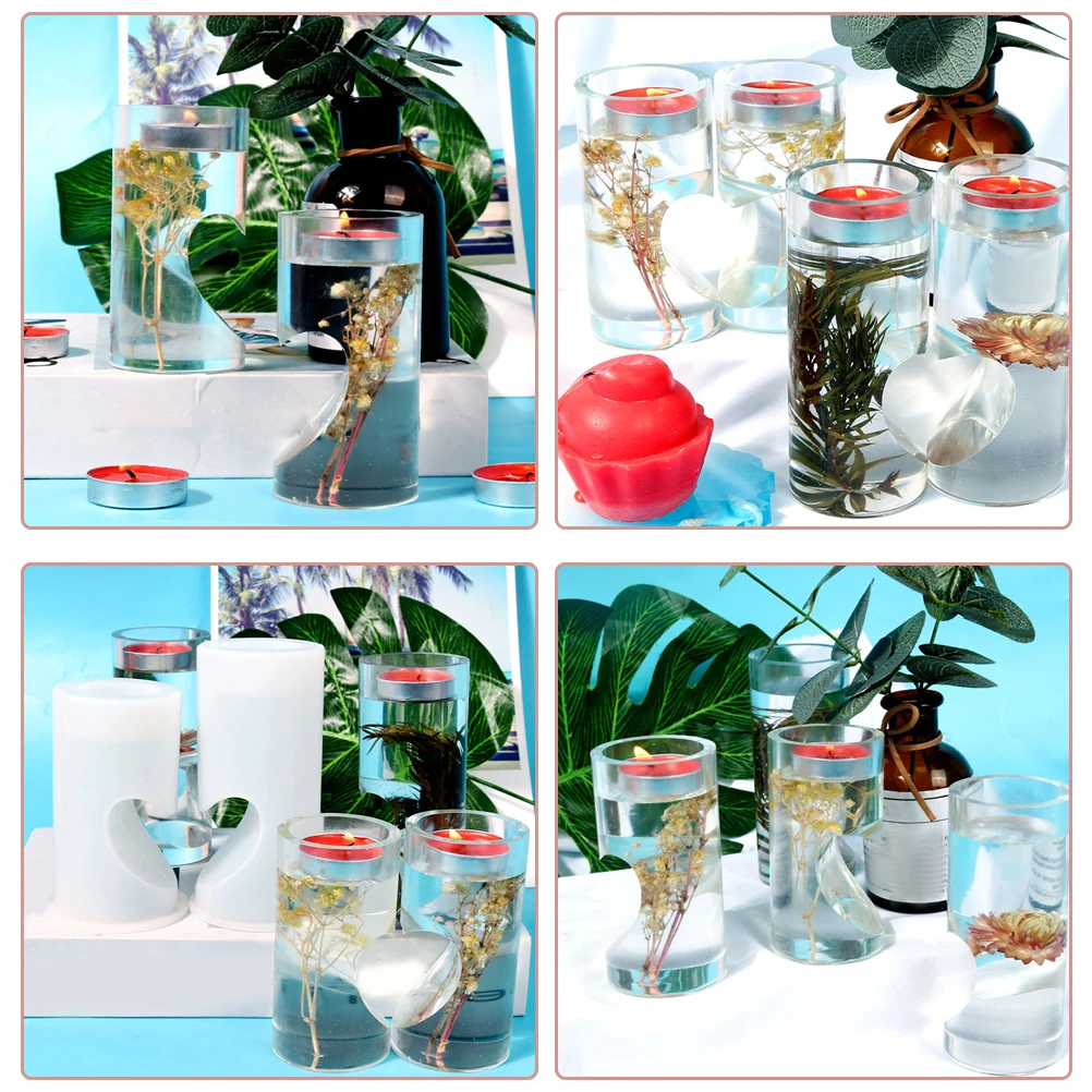 

2Pcs Heart Silicone Stick Mold Durable Easy Clean DIY Craft Molds Candleholder Making Heart Stick Mold