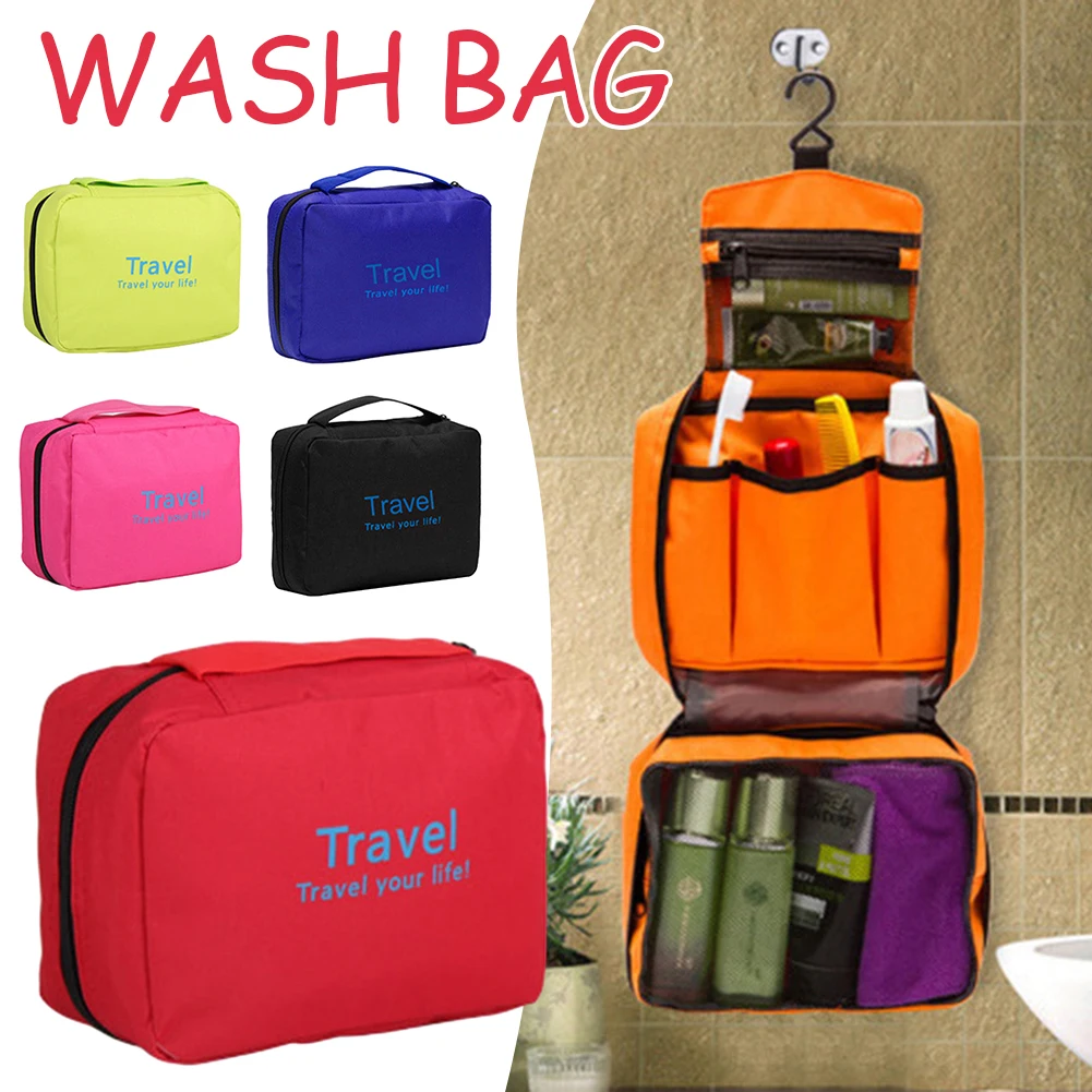 

Zipper Cosmetic Wash Bag With Mesh Inner Water Resistant Durable Toiletries Bag For Women Men Unisex