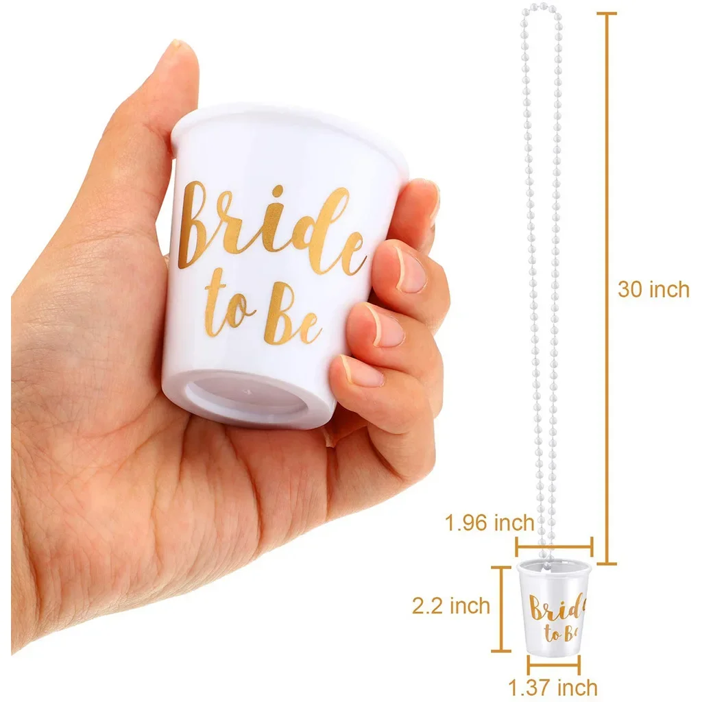 12pcs Team Bride Shot Glass Necklace Bride To Be Shot Cup Wedding Bridal Shower Bachelorette Hen Party Decor Drinking Game Favor