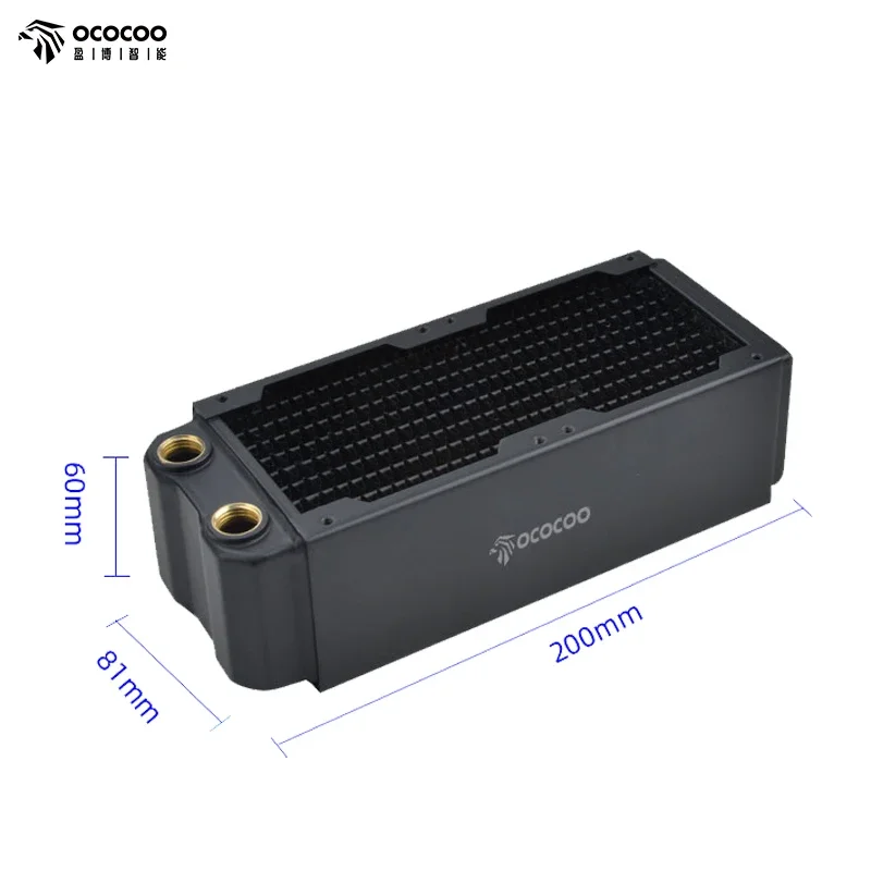 Imagem -05 - Ococoo-radiador de Cobre para Mini Ventilador Refrigeração a Água 160 mm Espessura g1 Thread Preto Faça Você Mesmo Mini 80 mm Cerca de 60 mm Crt16t