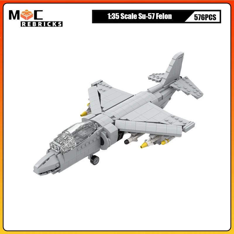 MOC Vertical Take-Off Fighter Building Blocks Set Advanced Jet Attack Aircraft Model Adult Collection Gift Hobby Toy