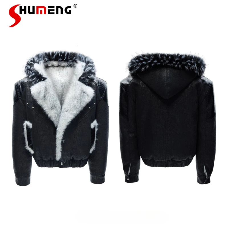 

Men's 2025 Winter New Thickened Hooded Parkas Men's Solid Color Long Sleeve Stylish Loose Comfort Tops Handsome Hoodies Parkas