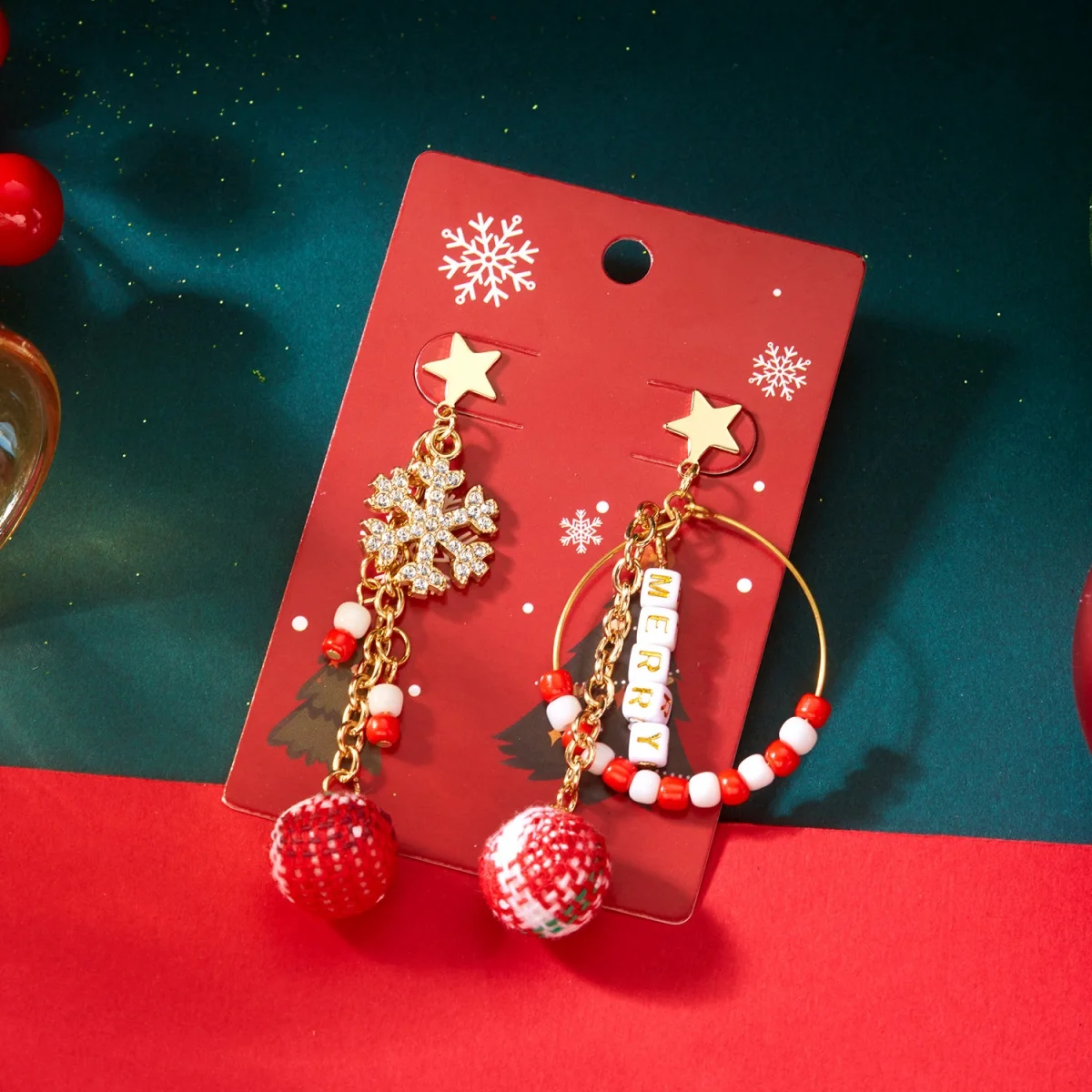 Weihnachten Ohrringe Strass Baum Schneeflocke Reis Perle Hoop Brief Tuch Ball Asymmetrische Ohrringe Schmuck Für Frauen Männer Geschenke