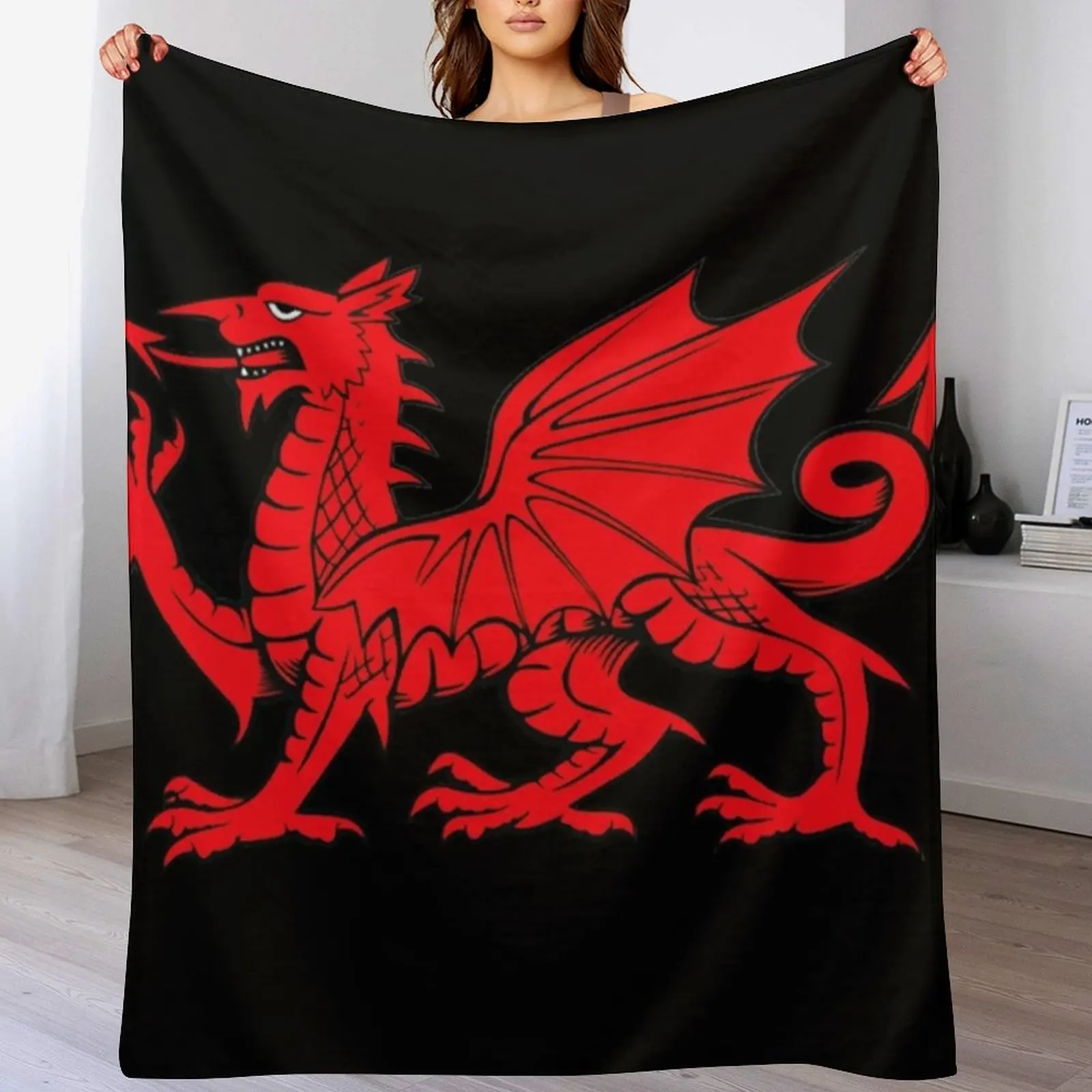 

Y Ddraig Goch The Red Dragon Throw Blanket Travel Size Cozy Blanket for Plane Train