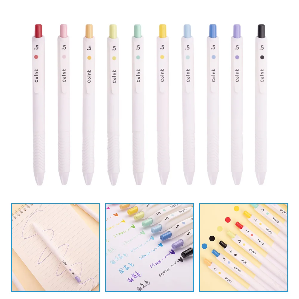 

10 Pcs Press Neutral Pen Set Multi-function Students Pens Compact Marking Paint Daily Use Drawing Writing Ballpoint
