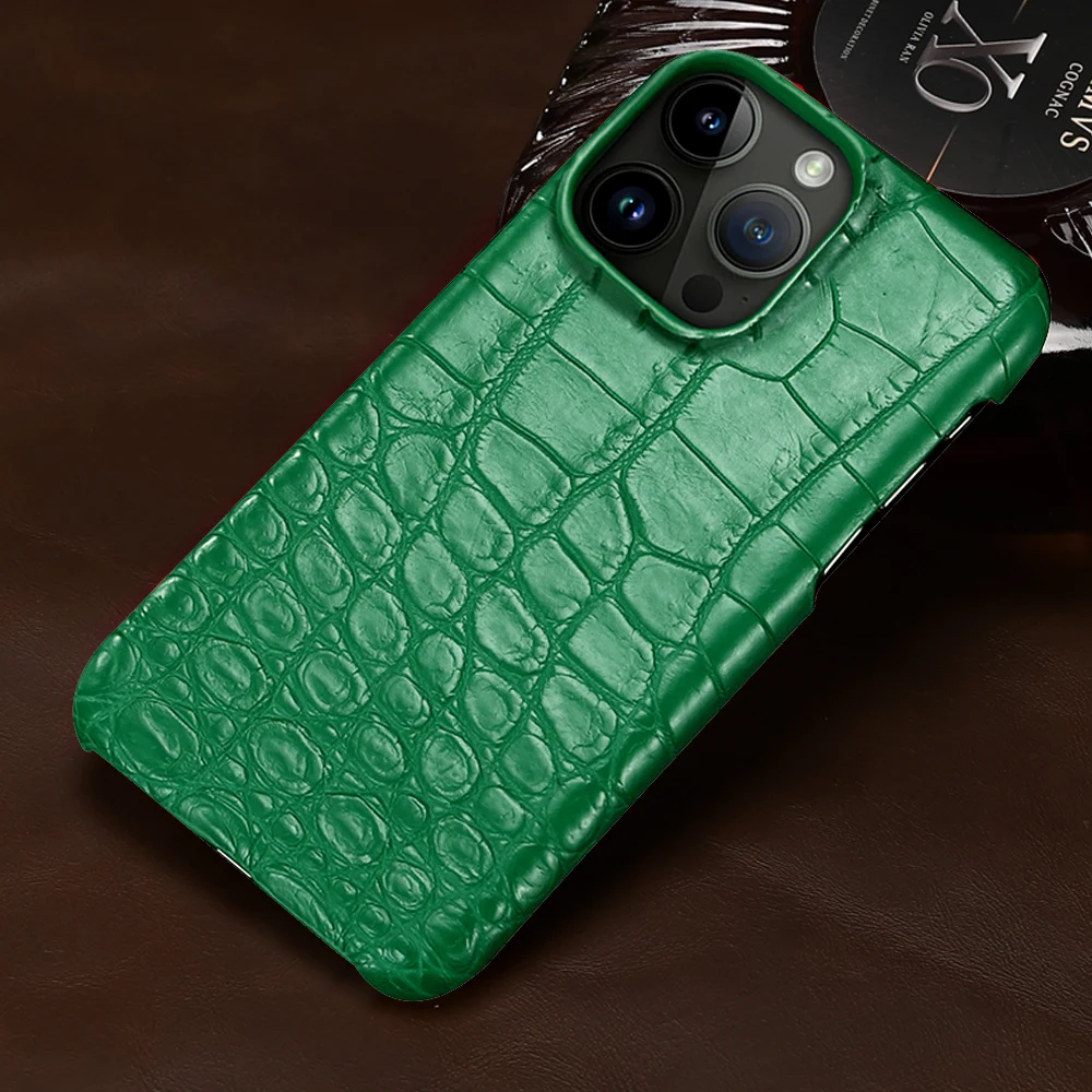 

LANGSIDI Brand Original Crocodile Real Leather cases for iphone 16 15 14 pro max 13 12 pro max Genuine leather fundas cover