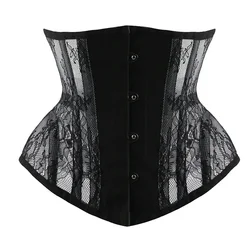 Steampunk Corset Underbust Top Lace Mesh Short Torso Bustier Gothic Hourglass Curve Shaper Modeling Strap Slimming Waist Trainer