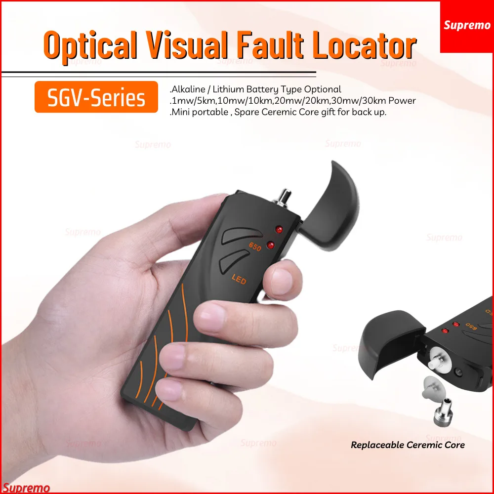 FTTH Fiber Optic 15km/20km/30km Tester Pen Type Red Light Visual Fault Locator With LED Lighting Pen