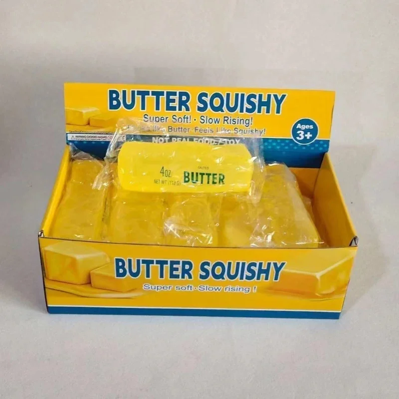 Yellow Butter Stick Squishy Toy 4oz, Filled Stress Relief Squeeze Kneading, Toy Fake Food Antistress Gift For, Kids Adu