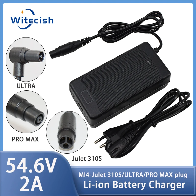 54.6V 2A charger for 48v Li-ion battery 13S 18650 battery pack MI4-Julet 3105/ULTRA/PRO MAX plug Connector