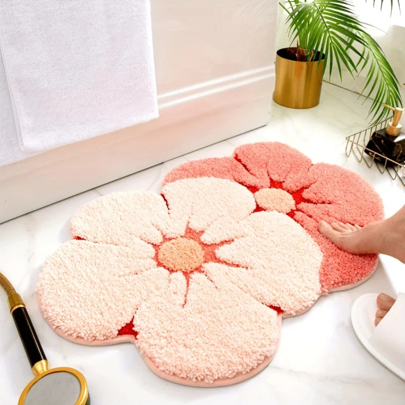 

Bathroom Floor Mat Two Color Flower Pattern Premium Soft and Comfortable Bathtub Rug Suitable for Bathroom Bathtub Laundry Room