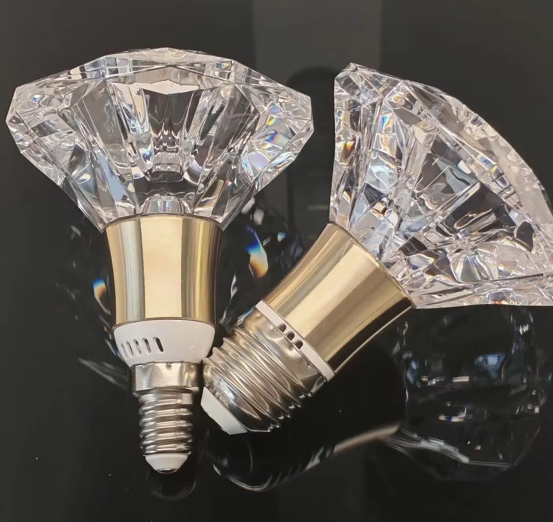 Modern Acrylic Diamond-Cut E27 E14 LED Bulb Chandelier Warm White Light cold 4000k Plug-in Hanging Lamp for Living Room Decor