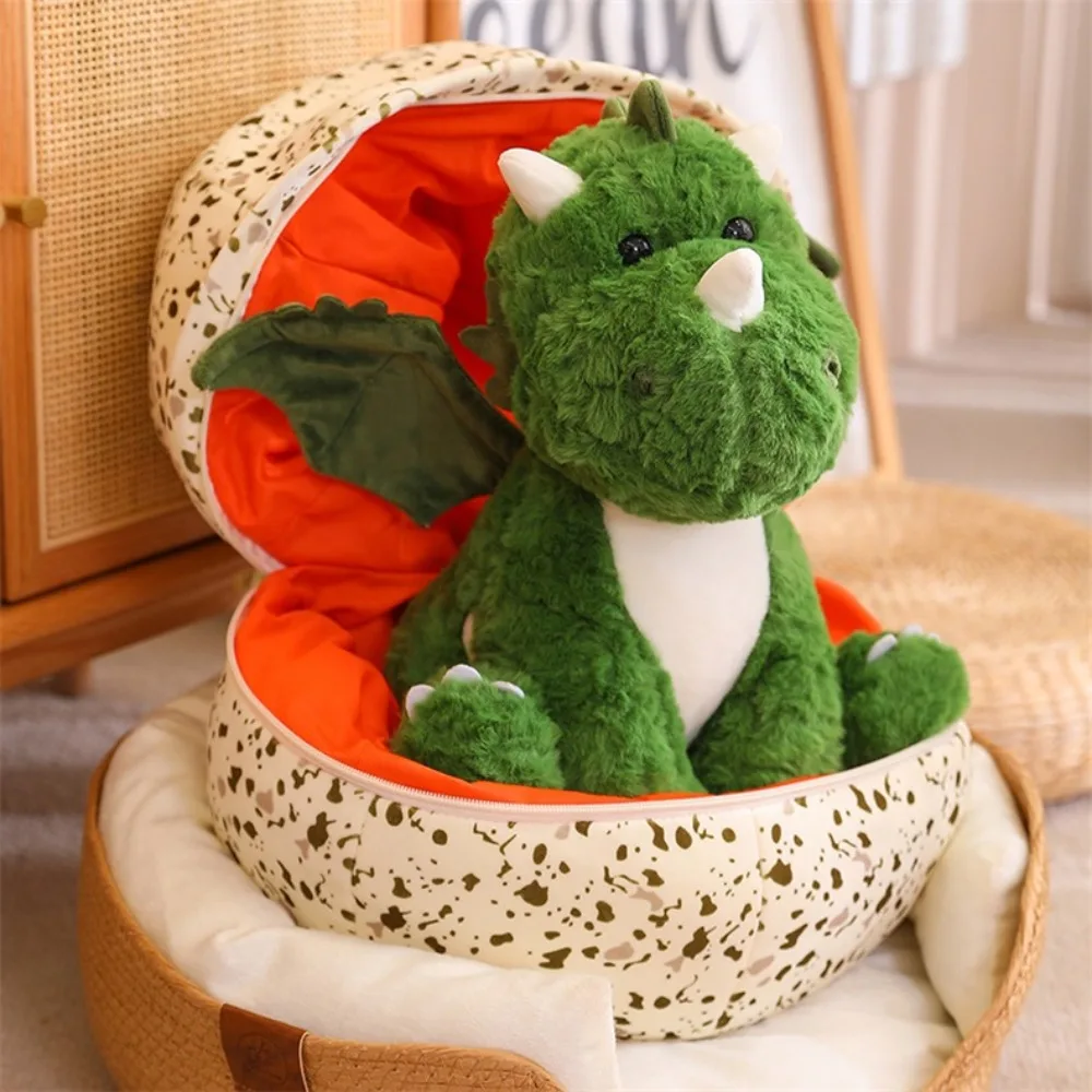 Creative Soft Dinosaur Plush Toys 2 in 1 PP Cotton Dino Egg Broken Shell Toy Stuffed Dragon Doll for Kids Gifts