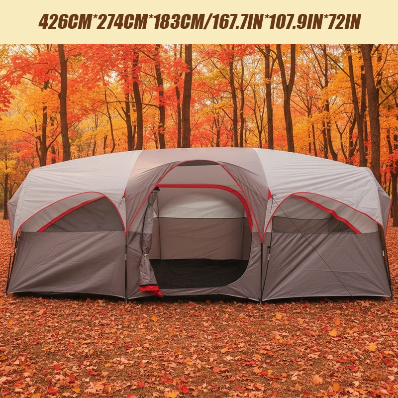 Spacious 8‑Man Tunnel Camping Tent, Family Group Tent with Carry Storage Bag for Outdoor Travel and Campsite