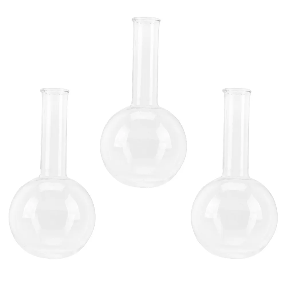 3Pcs Transparent Round Bottom Flask Flat Bottom Boiling Flask Laboratory Supplies Chemistry Experiment 250Ml Laboratory Supplies